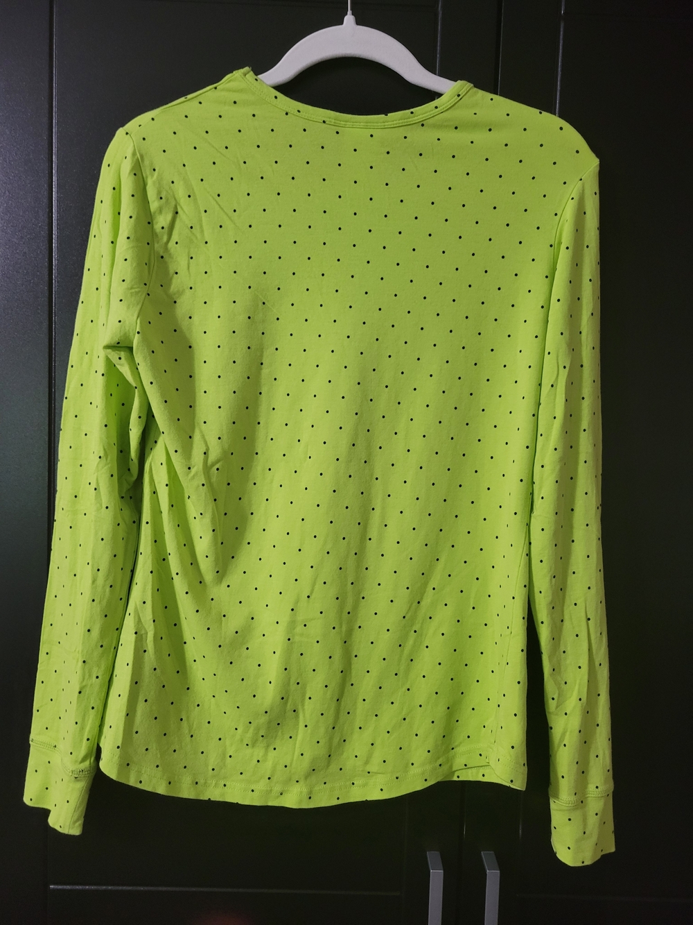 HeartSoul Neon Lime Tee with Black Polka Dots Under Scrub Top. - Picture 2 of 3